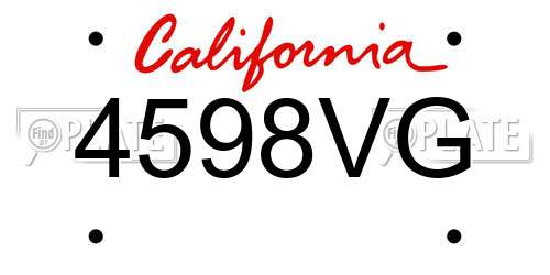 4598VG California License Plate