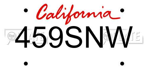 459SNW California License Plate