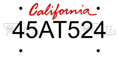 45AT524 California License Plate