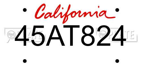 45AT824 California License Plate