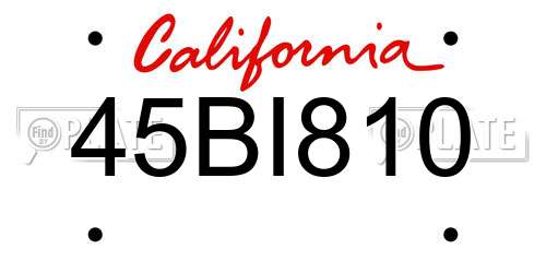 45BI810 California License Plate