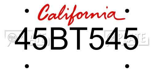 45BT545 California License Plate