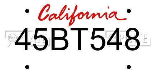 45BT548 California License Plate