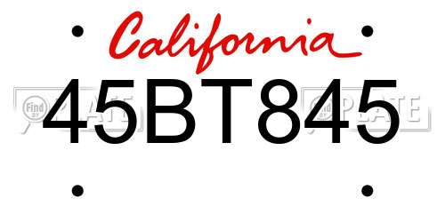 45BT845 California License Plate