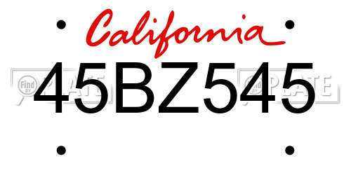 45BZ545 California License Plate