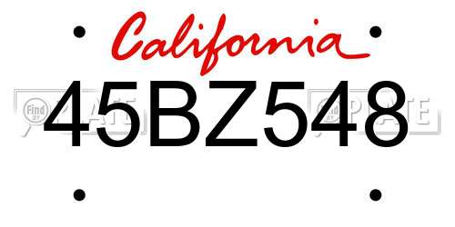 45BZ548 California License Plate