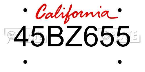 45BZ655 California License Plate