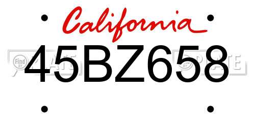 45BZ658 California License Plate