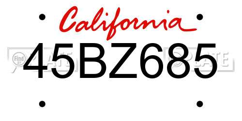 45BZ685 California License Plate