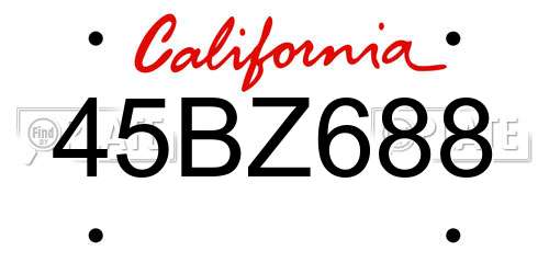 45BZ688 California License Plate