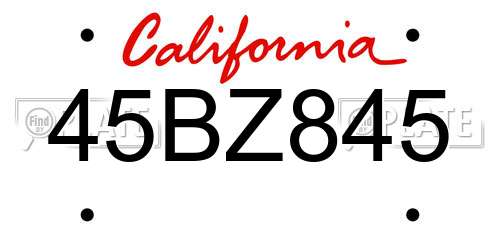 45BZ845 California License Plate