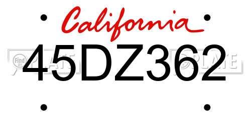 45DZ362 California License Plate