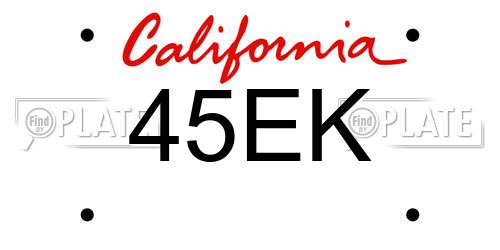 45EK California License Plate