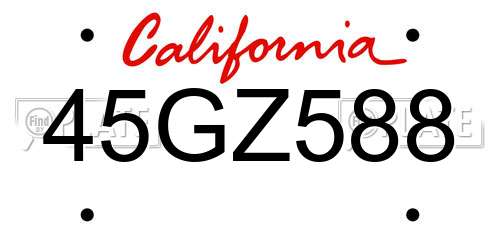 45GZ588 California License Plate