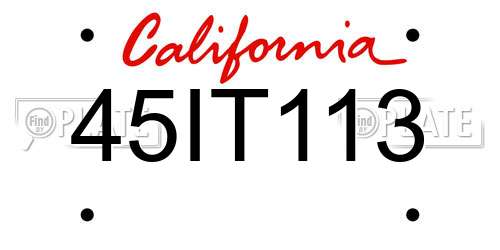 45IT113 California License Plate
