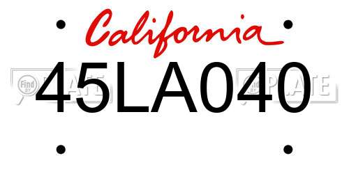 45LA040 California License Plate