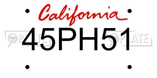 45PH51 California License Plate
