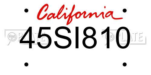 45SI810 California License Plate