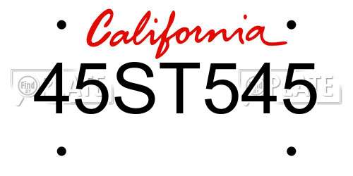 45ST545 California License Plate