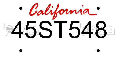 45ST548 California License Plate