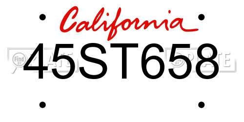 45ST658 California License Plate