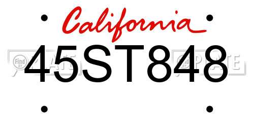 45ST848 California License Plate