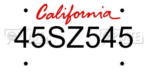 45SZ545 California License Plate