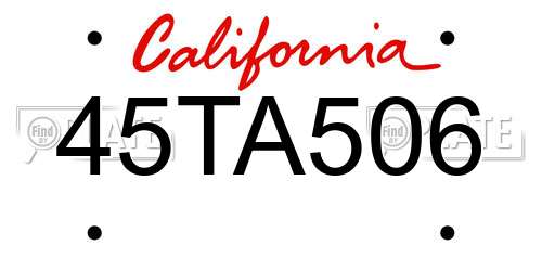 45TA506 California License Plate