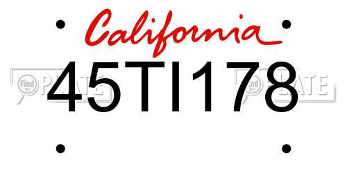 45TI178 California License Plate