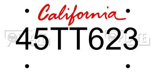 45TT623 California License Plate