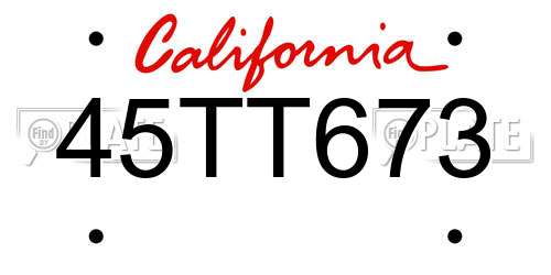 45TT673 California License Plate