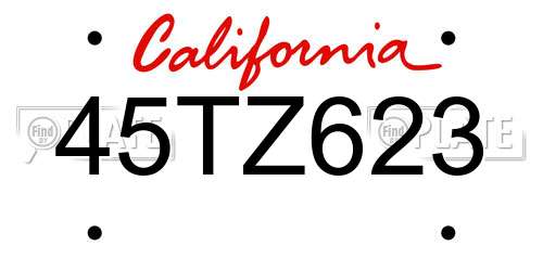 45TZ623 California License Plate