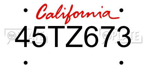 45TZ673 California License Plate