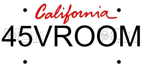 45VROOM California License Plate