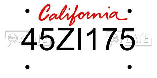 45ZI175 California License Plate