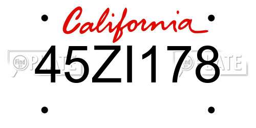 45ZI178 California License Plate