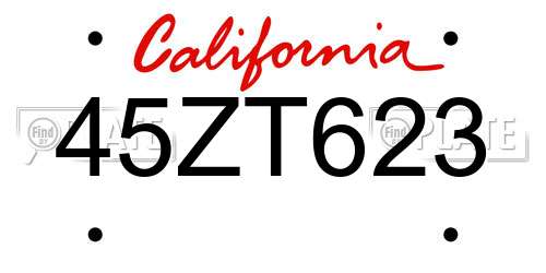 45ZT623 California License Plate