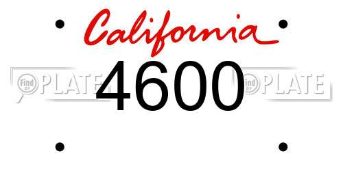 4600 California License Plate