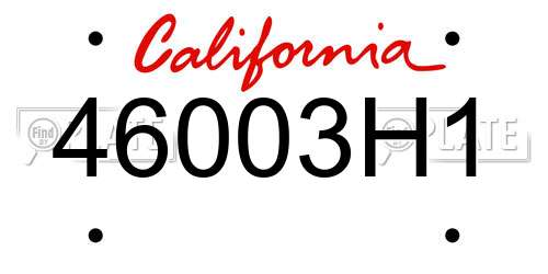 46003H1 California License Plate