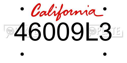46009L3 California License Plate