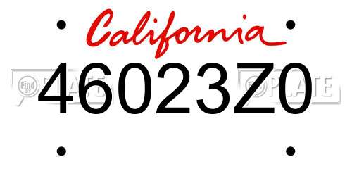 46023Z0 California License Plate