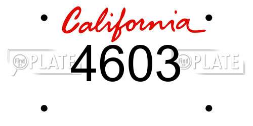 4603 California License Plate