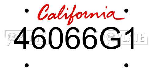 46066G1 California License Plate