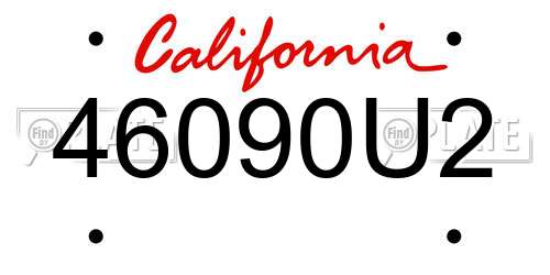 46090U2 California License Plate