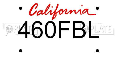 460FBL California License Plate