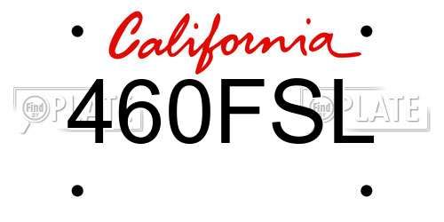 460FSL California License Plate