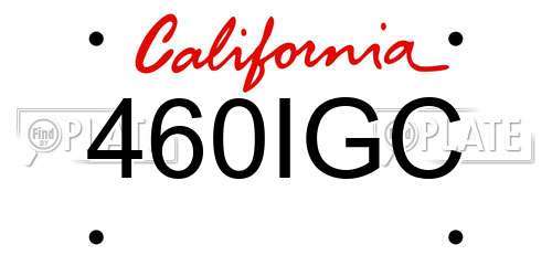 460IGC California License Plate