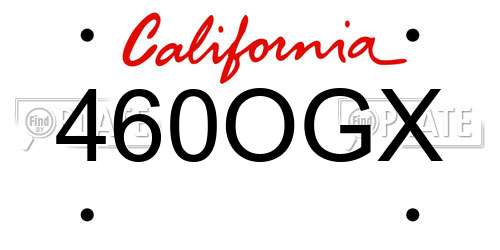 460OGX California License Plate