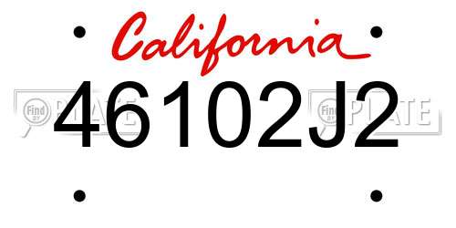 46102J2 California License Plate
