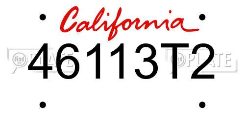 46113T2 California License Plate